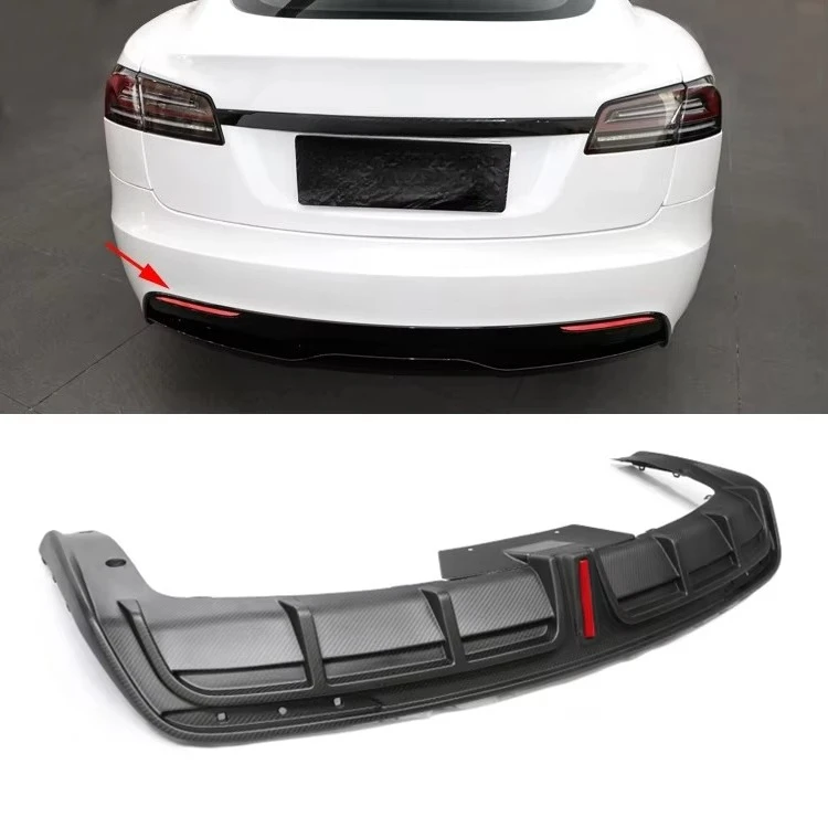 Dry Carbon Fiber Rear Diffuser for Model S 2021+  Rear Bumper Lip Diffuser